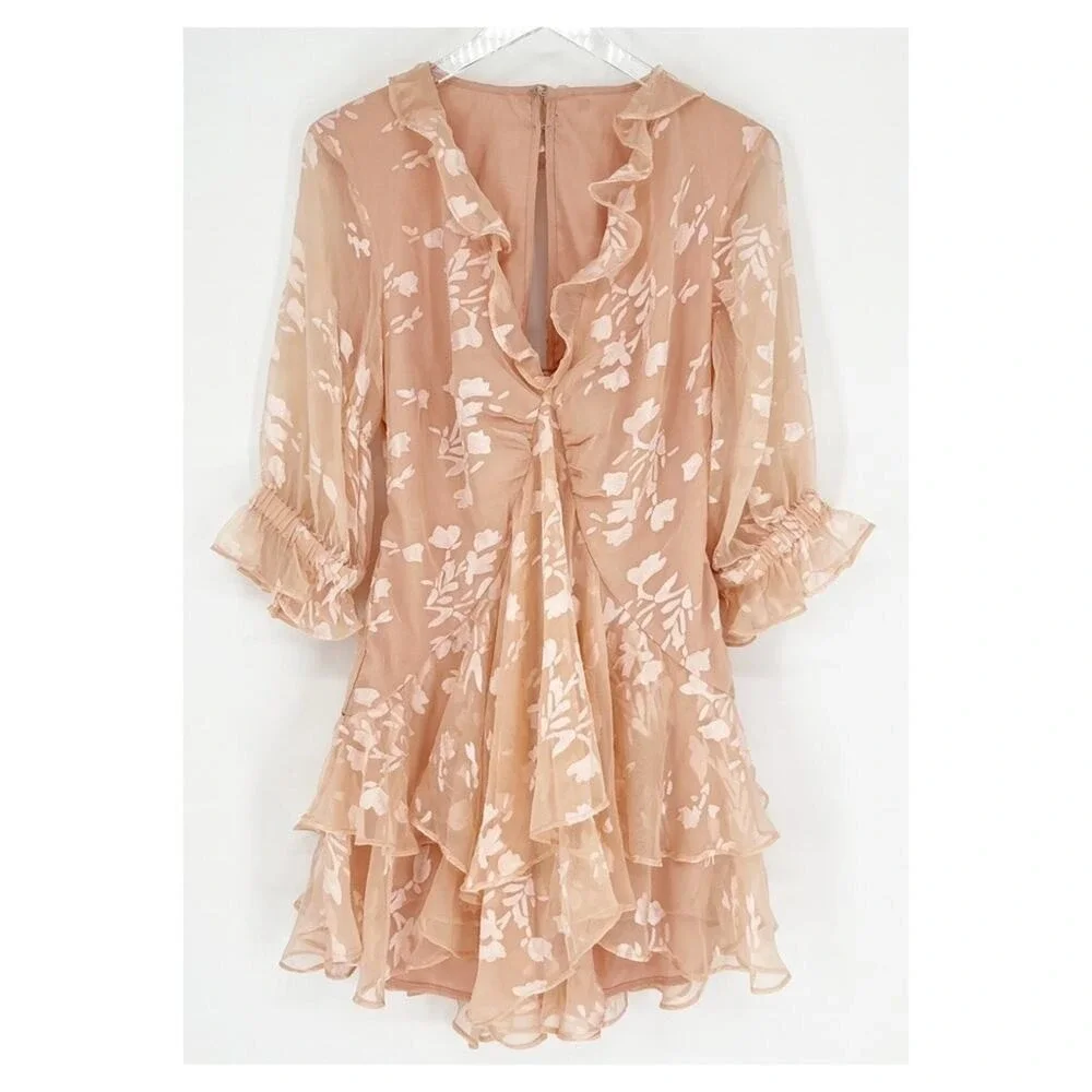 NWT ASOS Women's Ruffle Detail Open Back Balletcore Mini Dress 12P Pink - Picture 2 of 8